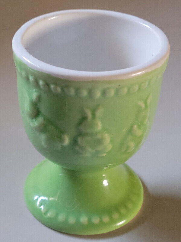 Laura Secord 2009 Raised Rabbits Logo Medallion Green Egg Cup in Arts & Collectibles in Oshawa / Durham Region