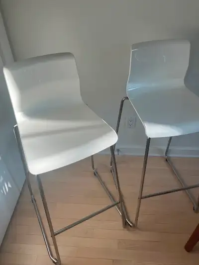 Two GLENN Bar stool, white/chrome plated, 66 cm (26 "). $60 for both. A comfortable bar stool with c...