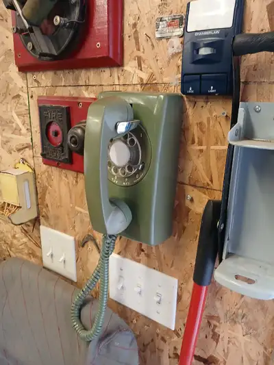 Olive Green Rotary Dial Wall Phone, View more