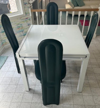 Green Leather Dining / Kitchen Chairs Set of 4