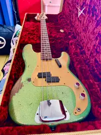 Fender Custom Shop 59 P Bass Guitar in Seafoam Green Sparkle!