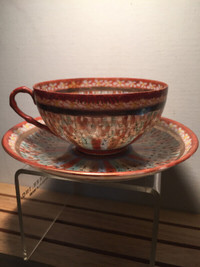 Antique Meiji Japanese Kutani Gilt Cup & Saucer
