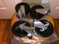 Set of 4 New Polyurethane 4" X 1" Casters 2 with Brakes & 2 With