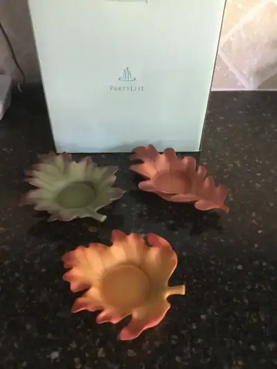 PartyLite Set Of 3 Whispering Leaves Tea Light Candle Holder, View more