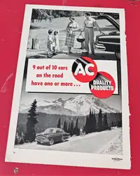1952 AC AUTO PARTS AD WITH OLDSMOBILE & PONTIAC VINTAGE