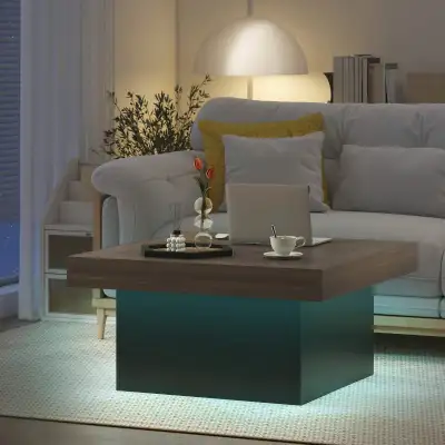 35" Square Coffee Table with 16-Colour LED Lights, Modern, View more