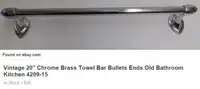 Vintage 20" Chrome Brass Towel Bar Bullets