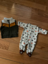 Baby boy infant clothing vest and sleeper woodland animals 