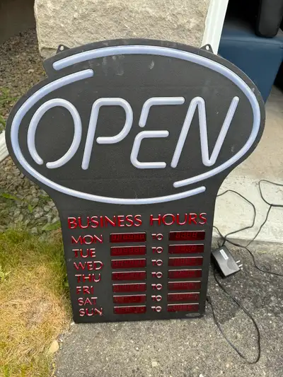 NEWON OPEN LED Sign with Business Hours, View more