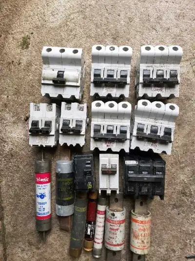 Electrical tools and left over emt feetings Breakers wire markets transformers fish tape and more ca...
