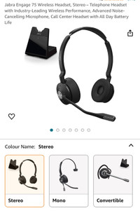 Jabra Engage 75 Wireless Headset, Stereo – Telephone Headset wit