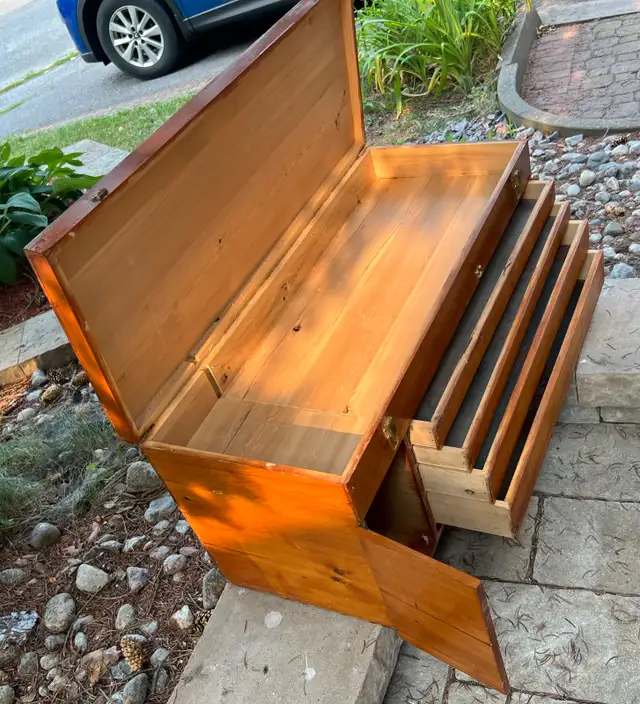 Vintage Solid Wooden 4 drawers Storage Box Chest in Dressers & Wardrobes in Gatineau - Image 7