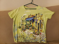 Café Garden Pattern Fiori Women’s Summer Shirt Large