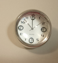 Vintage Retro Style Small Desk Clock, Ball Shaped White Metal