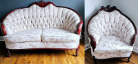 French Provincial style loveseat and chair