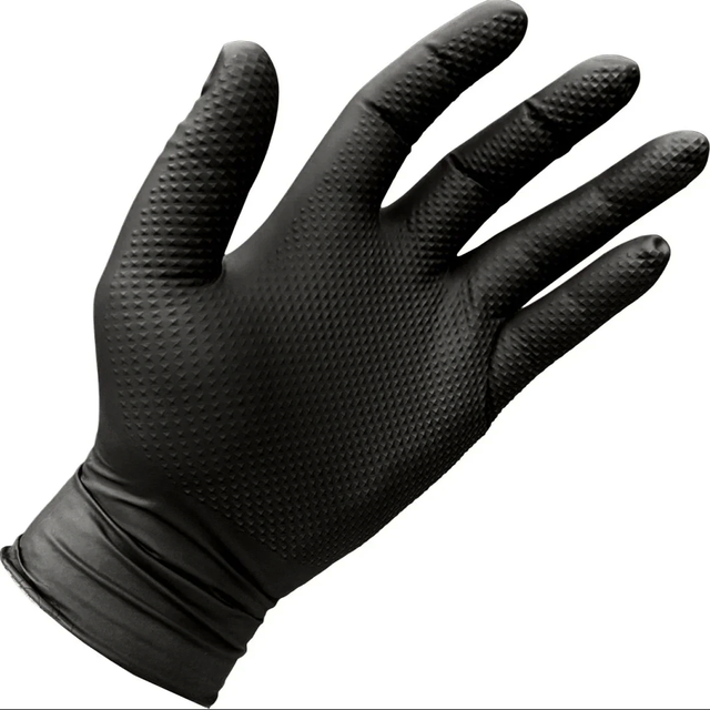8 Mil Black Nitrile Gloves (Box of 100) — Powder-Free, Sizes М,L