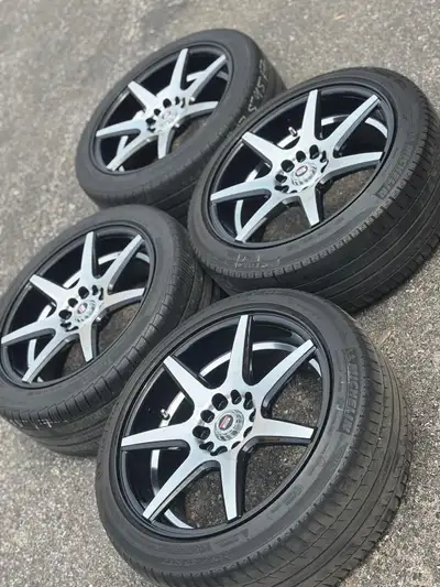 NEW 17”Spec1 SP73(5x114)+used tires-Civic/RSX/CSX/TL/Lancer/Sentra/Forte/Elantra/IS Set of four Bran...