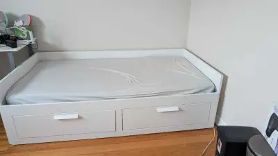 IKEA BRIMNES Daybed Frame with 2 Drawers - White (Twin / Double), View more