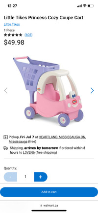 Little Tikes Princess Cozy Coupe Cart