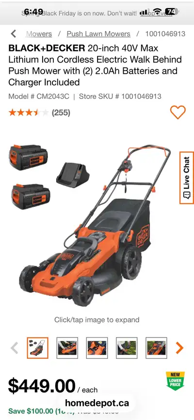 B&D CORDLESS LAWN MOWER, View more