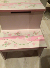 Little girls step stool and clothing wall rack only $20 for both