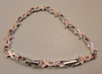 AVON Breast Cancer Pink Ribbon Silver Tone Tennis Bracelet