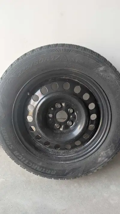 I am selling a set of four winter tires with steel rims, size 225/60R17. These tires have been light...