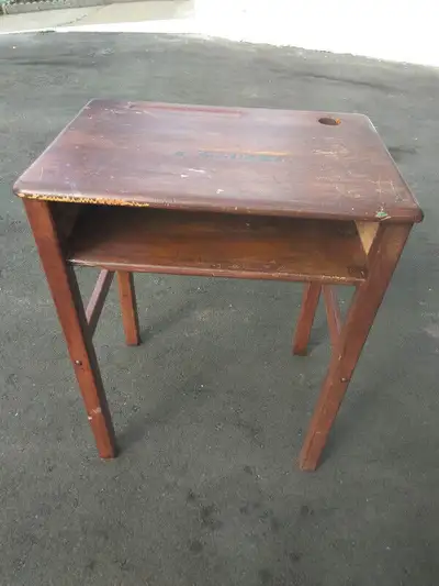 vintage wooden school desk, View more