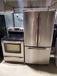 Stainless steel 33 w fridge and electric stove set 