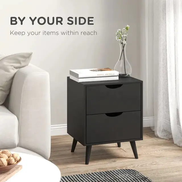 Modern Bedside Table, Nightstand with 2 Drawers and Pine Wood Le in Dressers & Wardrobes in Markham / York Region - Image 4