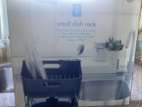 New small kitchen dish rack with dual directional drain.  Includ