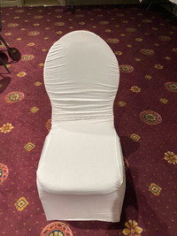 Banquet hall chair covers, white.