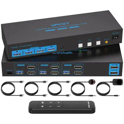 HDMI KVM Switch 2 Monitors 3 Computers 4K@60Hz, View more