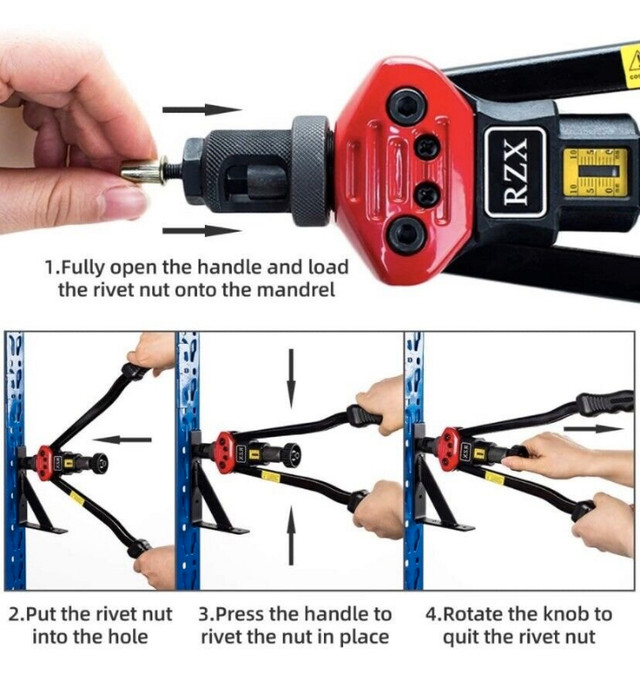 16 IN Rivet Nut Gun Kit Rivnut Tool Nut Setter Thread Setting in Hand Tools in Markham / York Region - Image 4