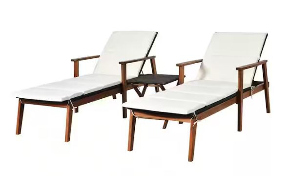 Reclining Wood Fabric Outdoor Lounge Chair with Adjustable Backr in Patio & Garden Furniture in Kitchener / Waterloo