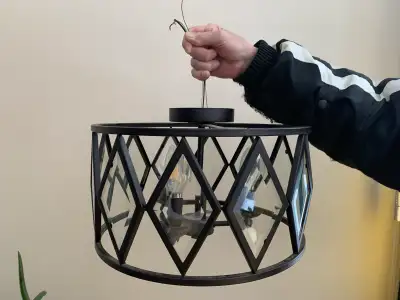 Black Metal / Glass Light Fixture , View more