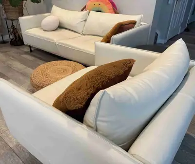 White Leather Couches Set, View more