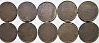 Complete Set of Canada Large Pennies George V Coins (1911- 1920)