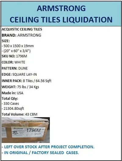 DROP CEILING TILES - ARMSTRONG  BRAND., View more