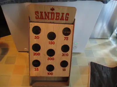 Made in Canada by EAGLE TOYS LTD, this is SANDBAG GAME NO. 241. There are no bags included or paper...