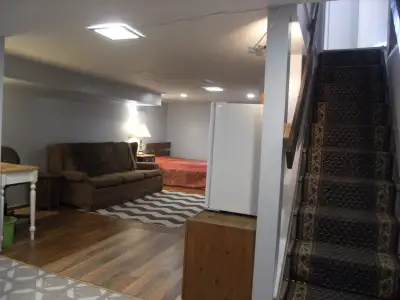 CLEAN QUIET SAFE PRIVATE BASEMENT IN LOVELY DOWNTOWN FAMILY HOME, PRIVATE LOCKING DOOR, PRIVATE BATH...