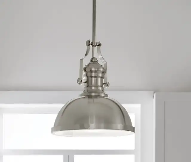 KICHLER 12 1/4"Satin Nickel Industrial Frosted Glass Pendant $50 in Indoor Lighting & Fans in Brantford - Image 4