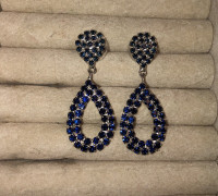 Brand New Classy Dark Navy Blue Earrings