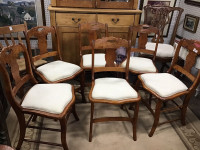 NEW PRICE ! Exceptional Antique Set of 6 Birdseye Maple Chairs. 