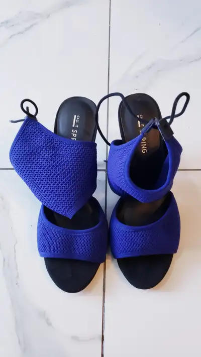Heels: womens blue fabric, View more