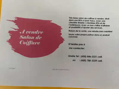 Salon  de coiffure à vendre , View more