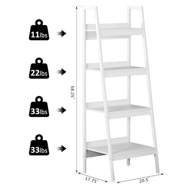 HOMECOM 4 TIER LADDER BOOKCASE 836-099WT NEW - $160 in Bookcases & Shelving Units in Calgary