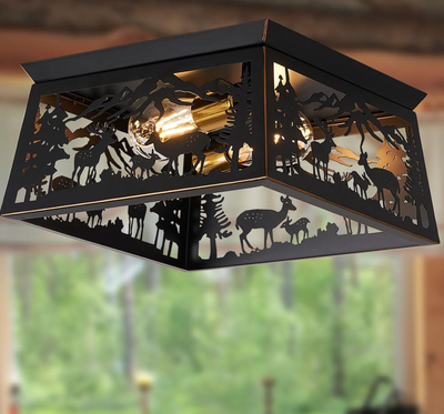 Rustic Cabin Deer Ceiling Light Fixture, View more