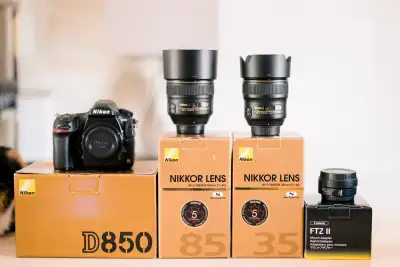 Nikon D850 + 85mm 1.4G + 35mm 1.4G + FTZii, View more