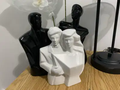 Black & White Color Decorative Man & Woman Figurines, View more